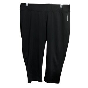 Reebok Women's Basic Play Dry‎ Capri Leggings Solid Black Size Large